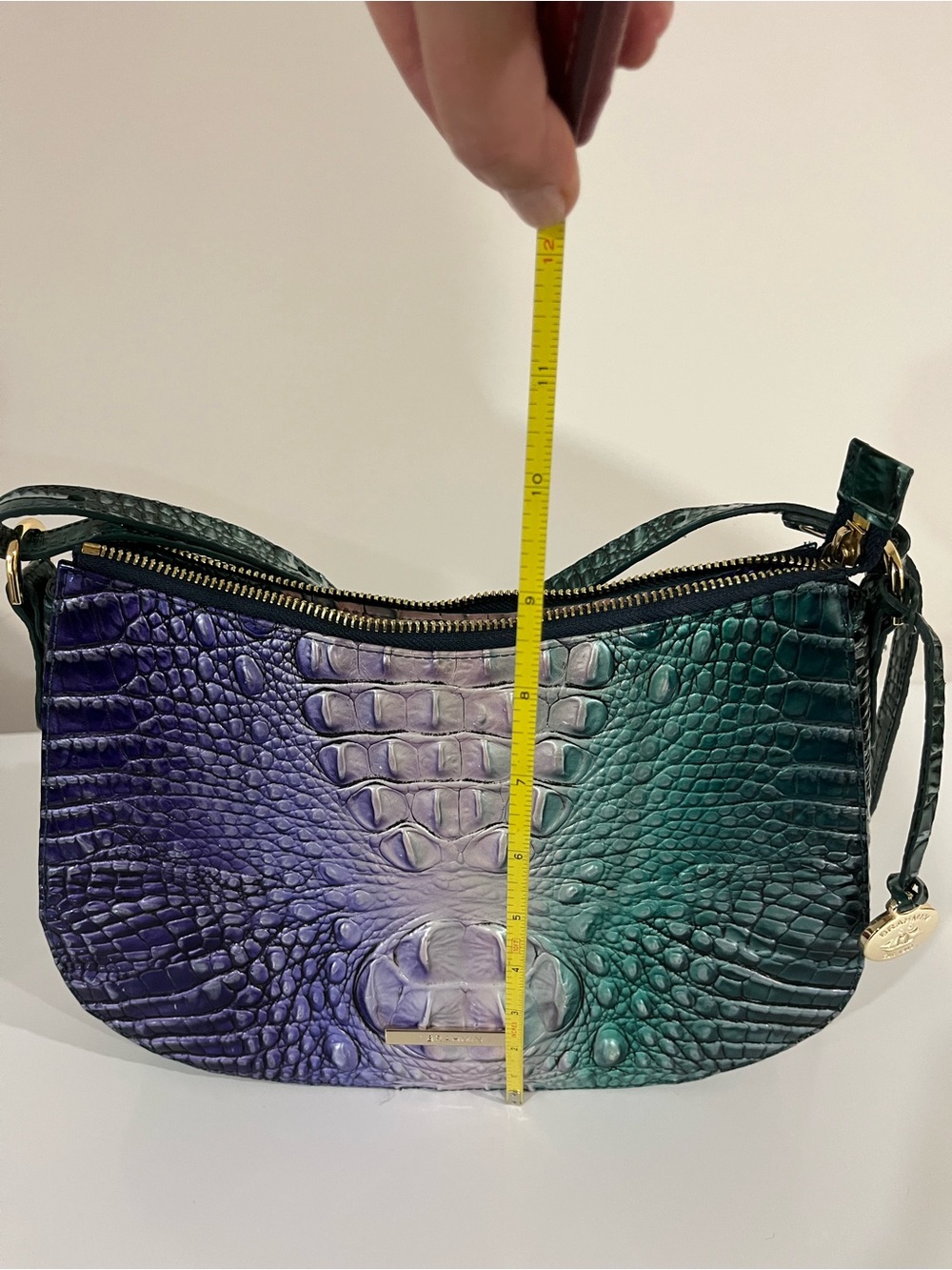 Brahmin Ombre Croc-Embossed Shoulder Bag in Purple and Teal